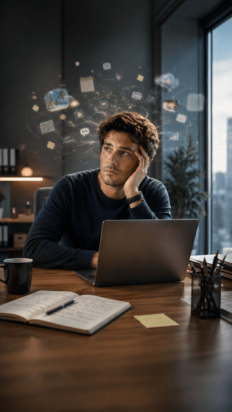 A professional having difficulty staying focused at his desk