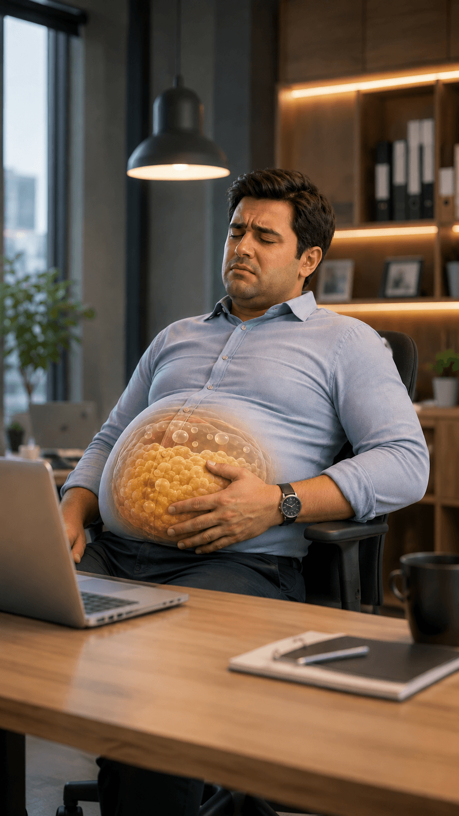 A person experiencing everyday digestive discomfort