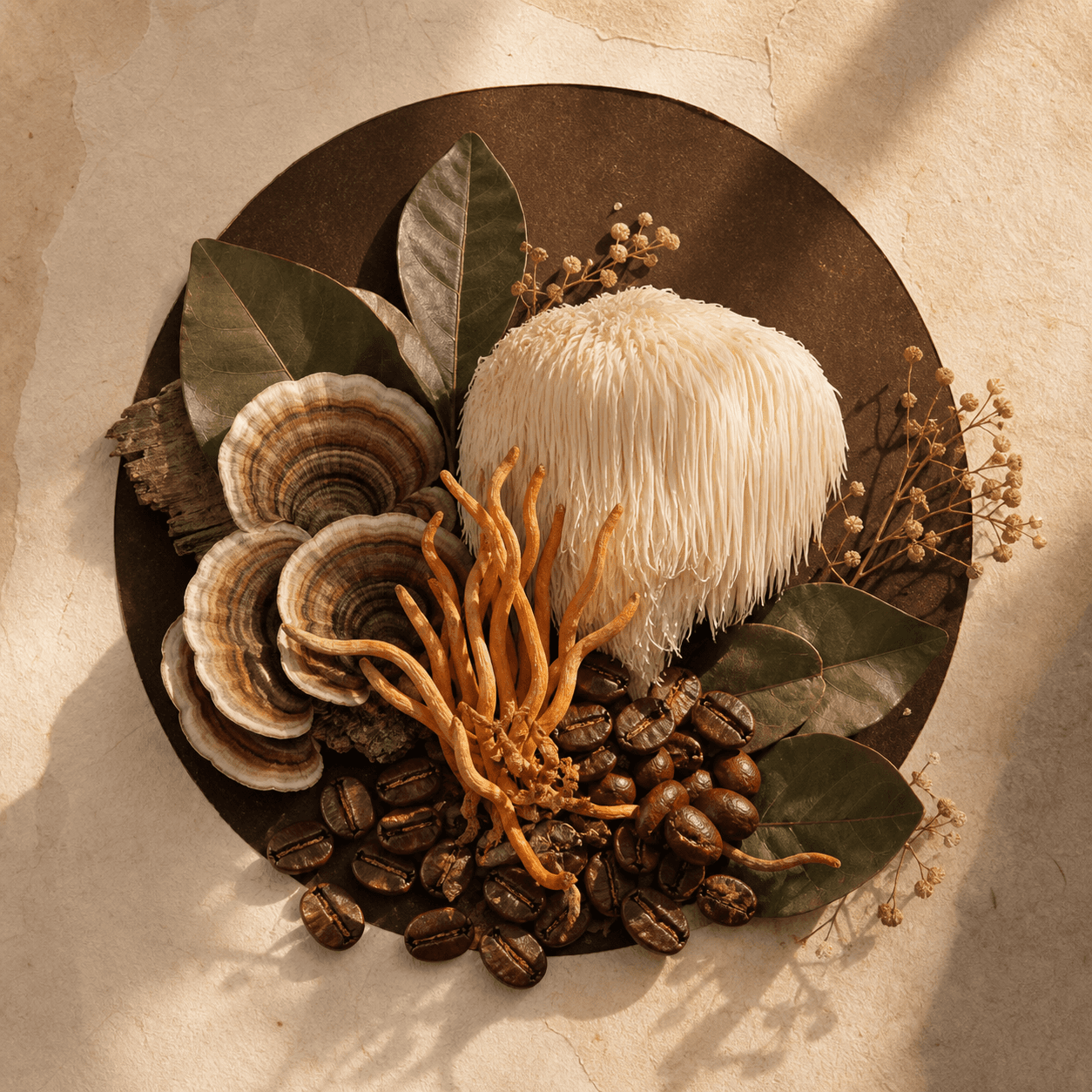 Arabica coffee, Lion's Mane, Turkey Tail, and Cordyceps extracts